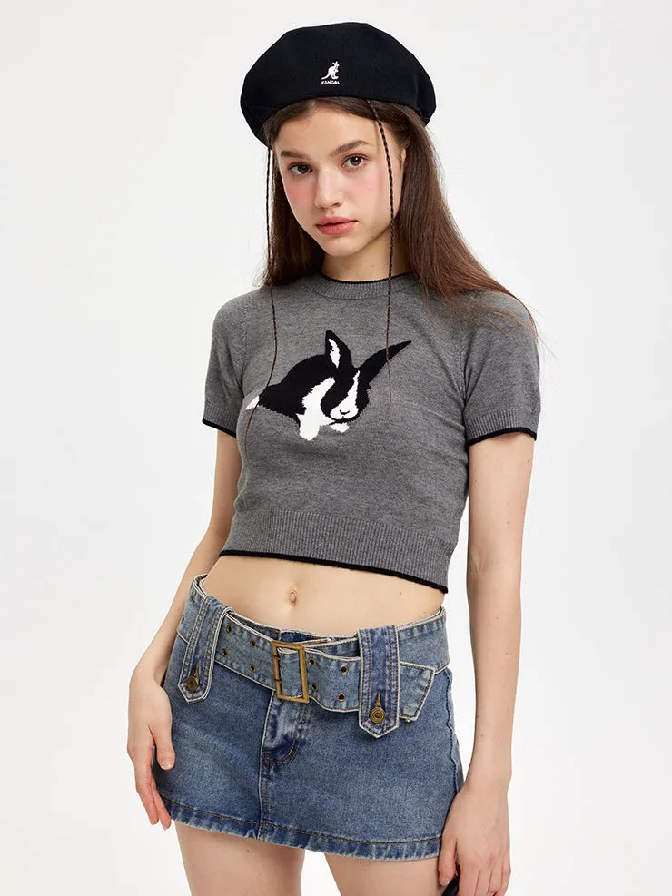 Nvuvu Bunny Print Cute Knit Tank Top