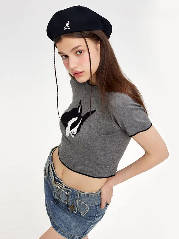 Nvuvu Bunny Print Cute Knit Tank Top