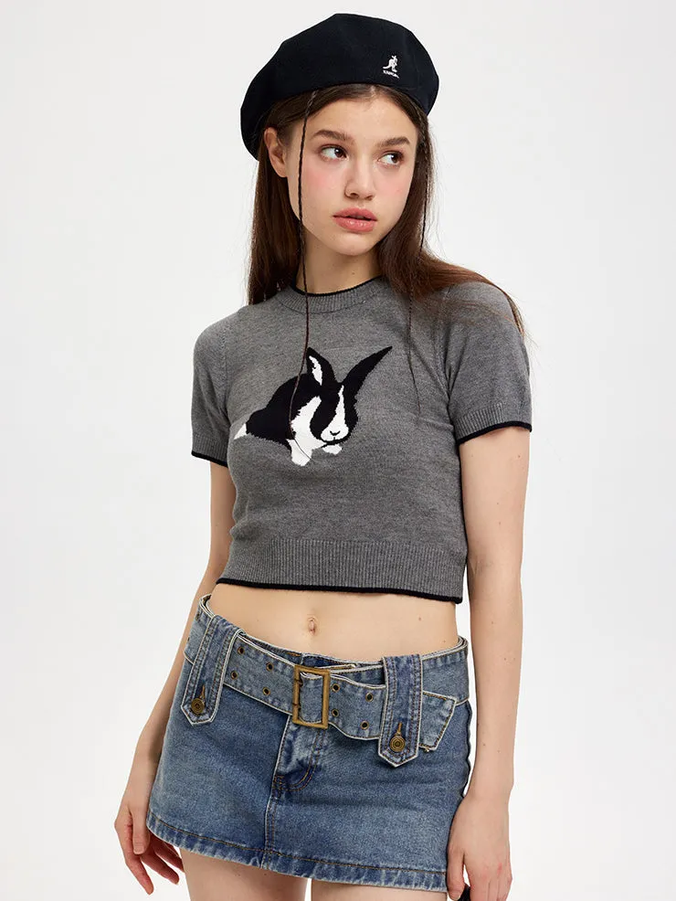 Nvuvu Bunny Print Cute Knit Tank Top