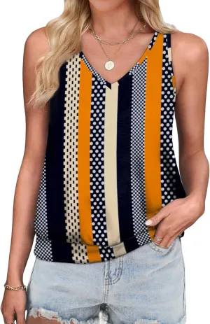 OFEEFAN Womens Tank Tops V Neck Basic Casual Summer Tops Loose Fit Sleeveless Shirts