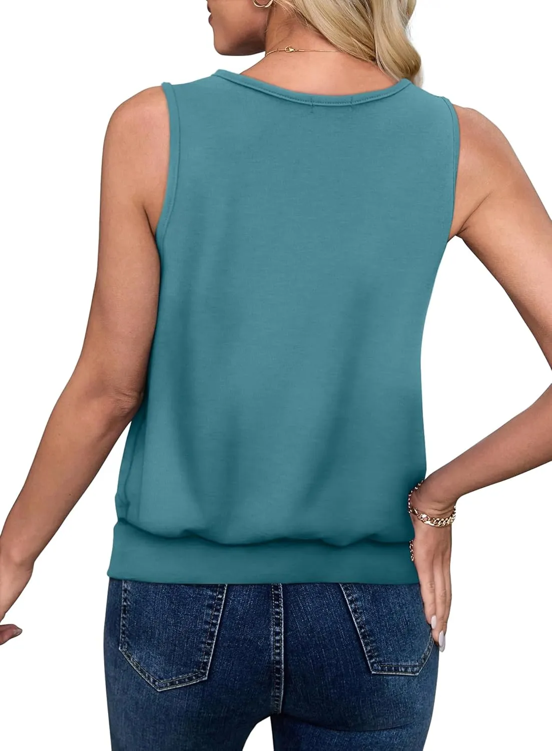 OFEEFAN Womens Tank Tops V Neck Basic Casual Summer Tops Loose Fit Sleeveless Shirts