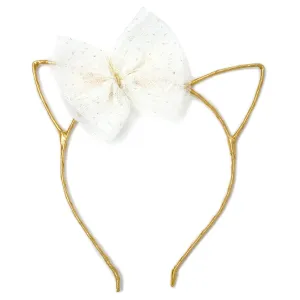 oh baby! Kitty Headband Gold - Ivory Glinda Bow