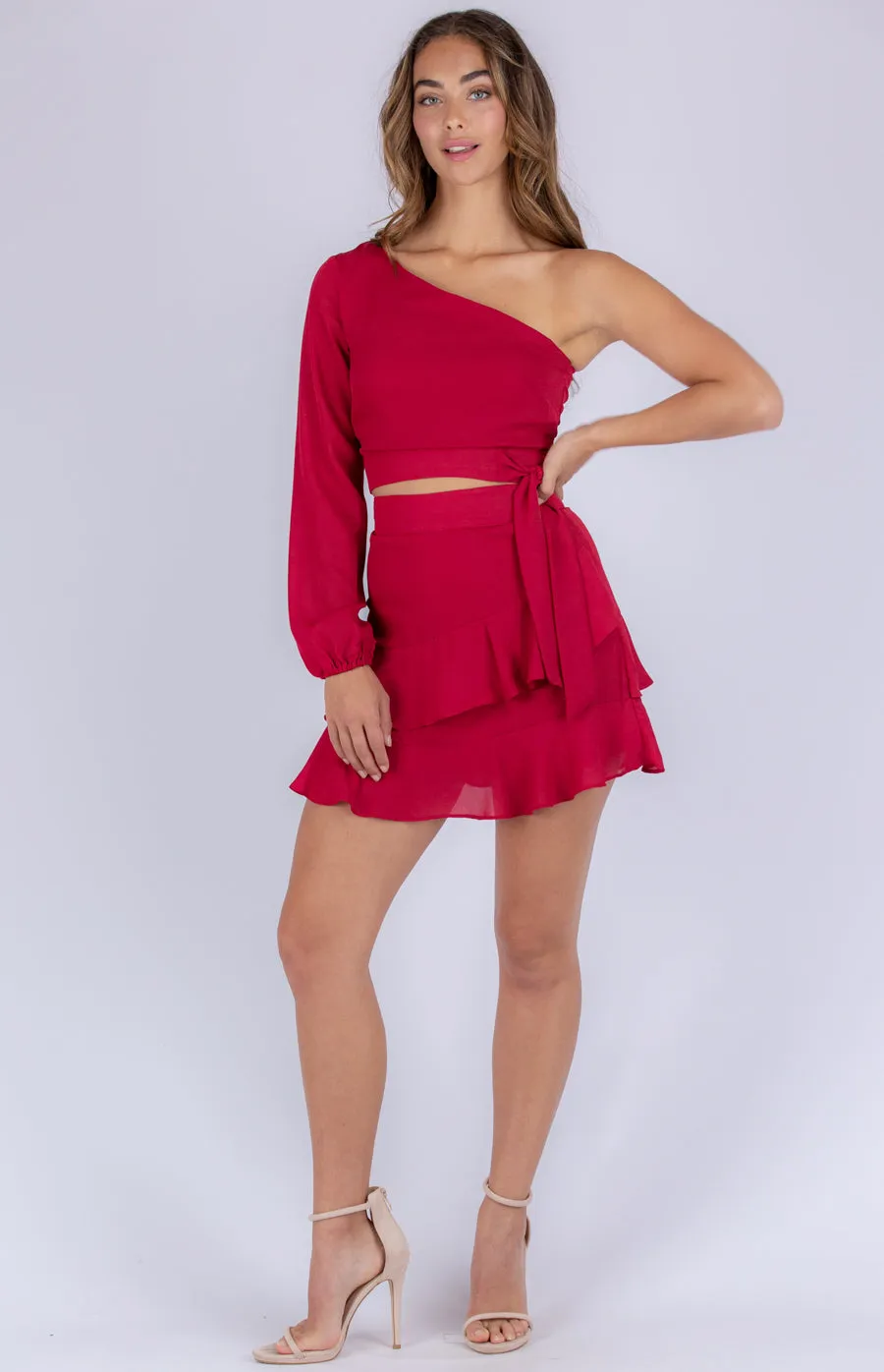 One Long Sleeve Shoulder two Piece Set