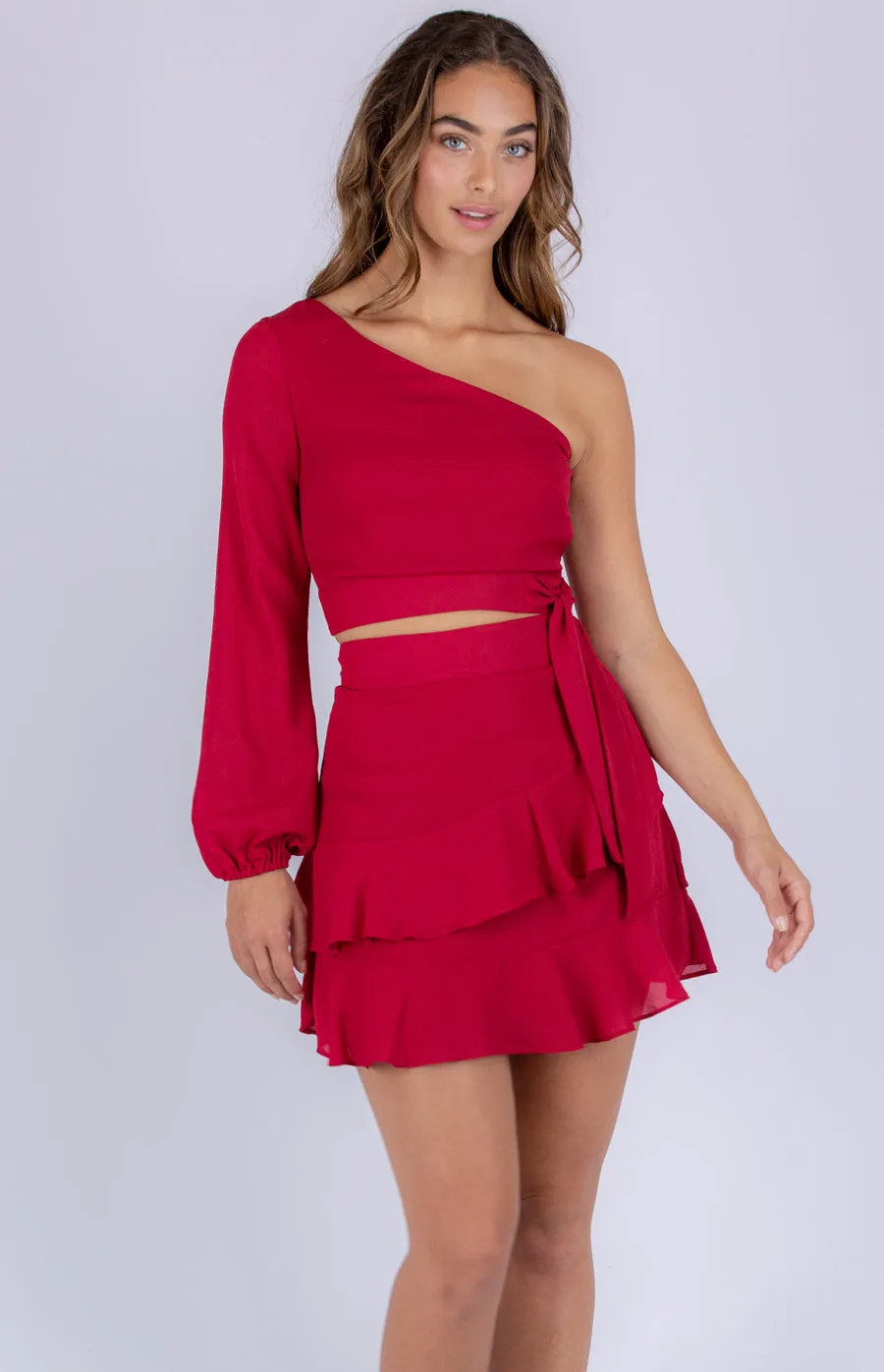 One Long Sleeve Shoulder two Piece Set