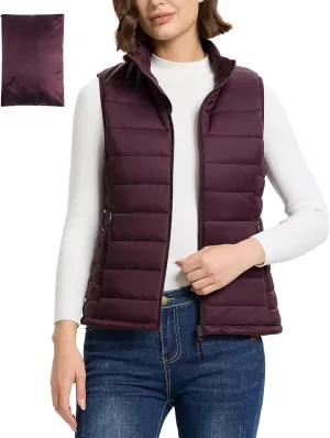 Outdoor Ventures Women's Lightweight Puffer Vest Outerwear Zip Up Warm Sleeveless Winter Jacket Padded Gilet Quilted Coat