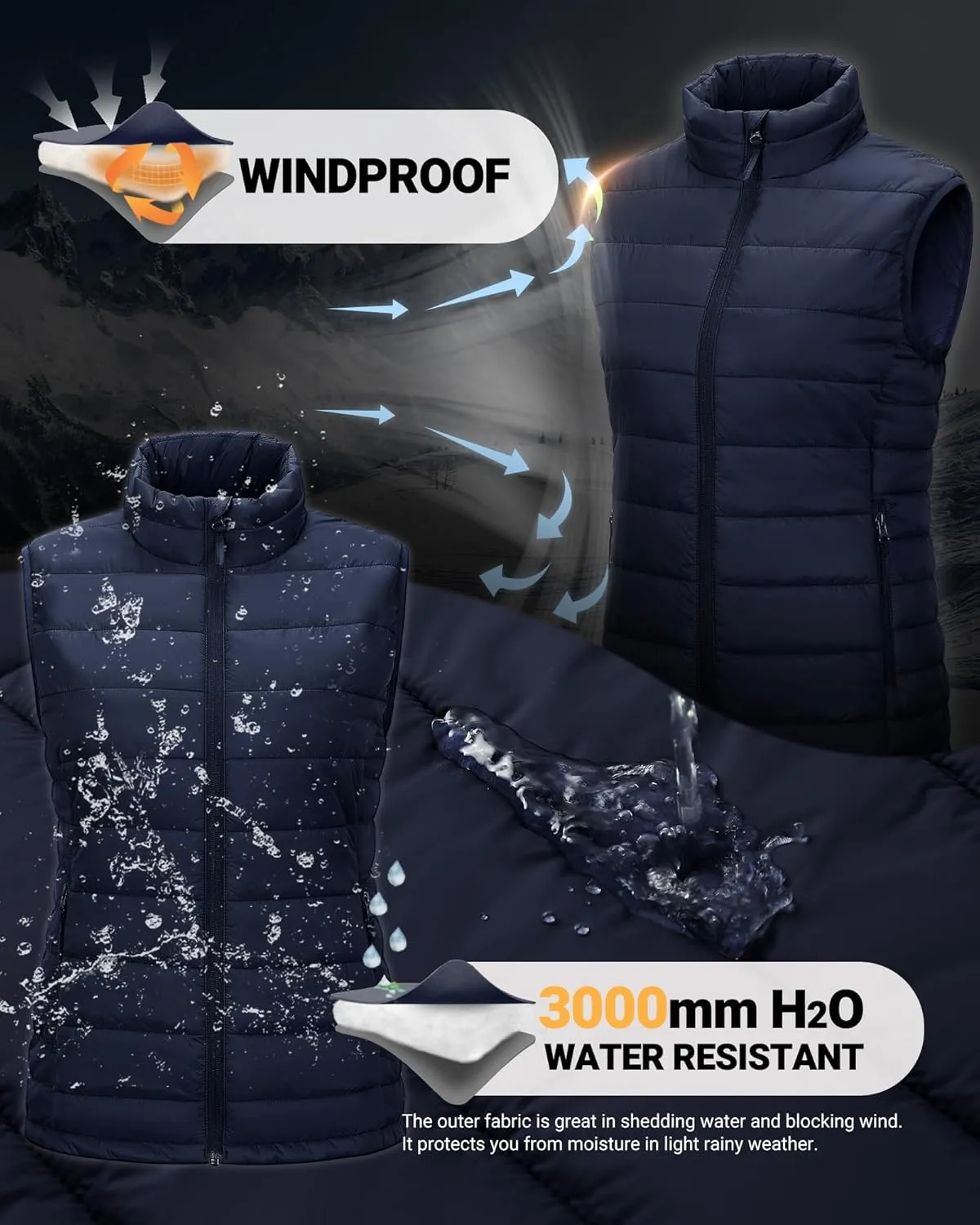 Outdoor Ventures Women's Lightweight Puffer Vest Outerwear Zip Up Warm Sleeveless Winter Jacket Padded Gilet Quilted Coat