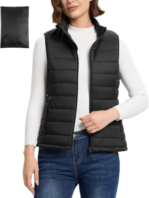 Outdoor Ventures Women's Lightweight Puffer Vest Outerwear Zip Up Warm Sleeveless Winter Jacket Padded Gilet Quilted Coat