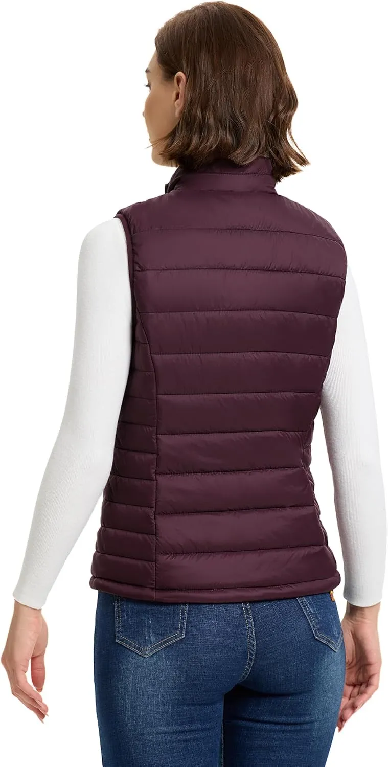 Outdoor Ventures Women's Lightweight Puffer Vest Outerwear Zip Up Warm Sleeveless Winter Jacket Padded Gilet Quilted Coat