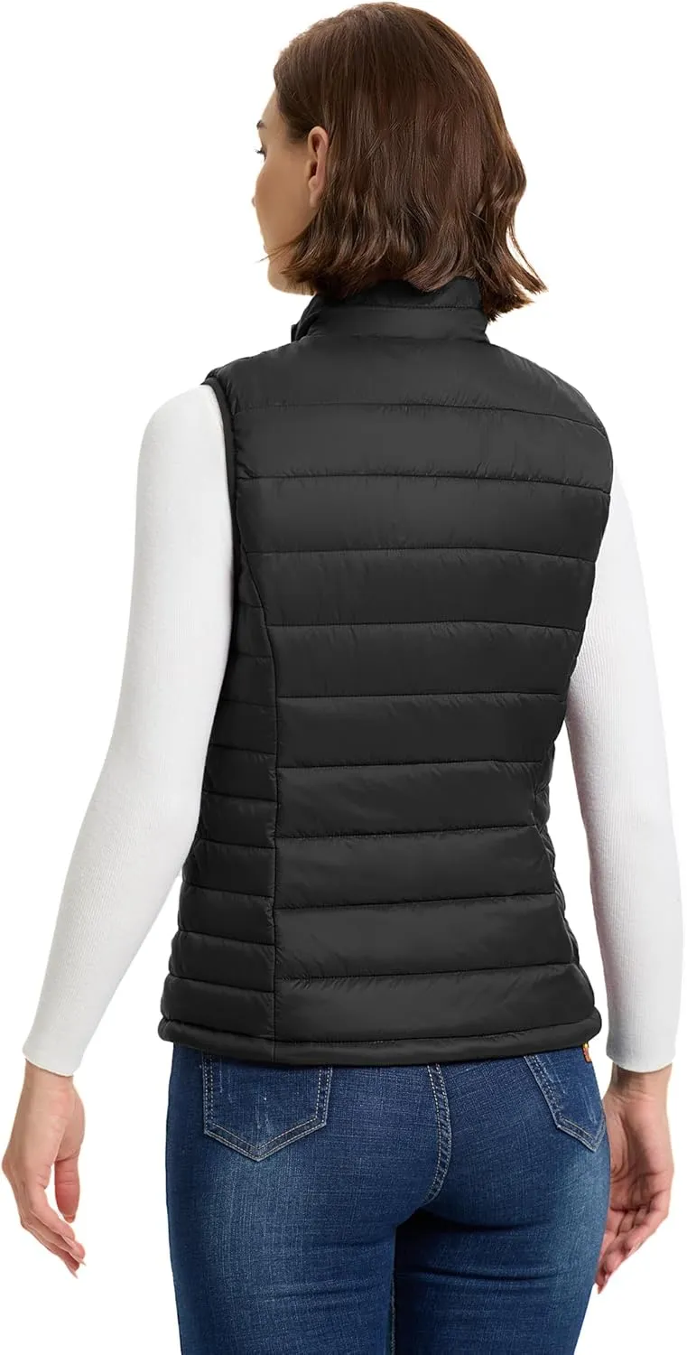 Outdoor Ventures Women's Lightweight Puffer Vest Outerwear Zip Up Warm Sleeveless Winter Jacket Padded Gilet Quilted Coat