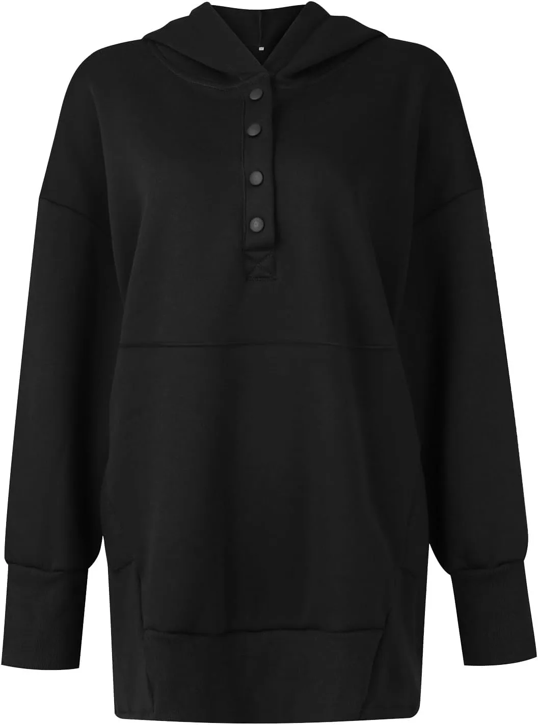Oversized Sweatshirt for Women Casual Button V Neck Hoodies Hooded Tops with Pockets fall sweaters 2023
