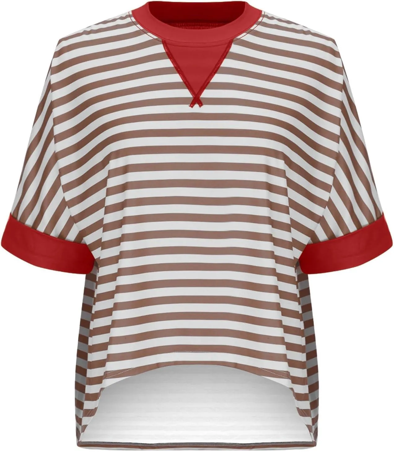 Oversized Tshirts for Women Crew Neck Striped Short Sleeve Blouses Casual Fashion Daily Womens Workout Tops