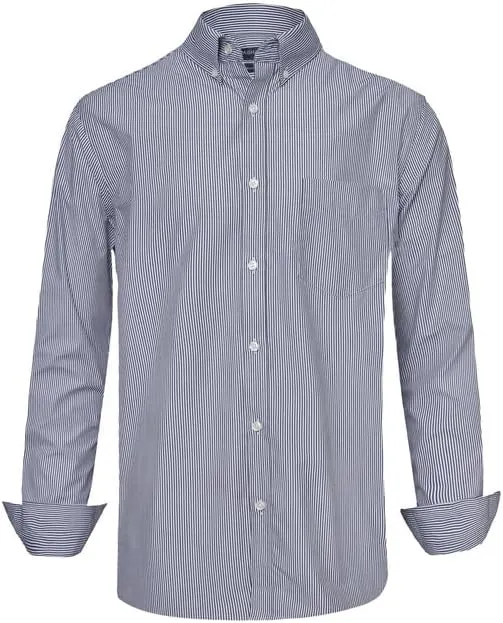 PASHARTUK Wrinkle Free Regular Fit Mens Button Down Shirts Long Sleeve Dress Shirts for Men