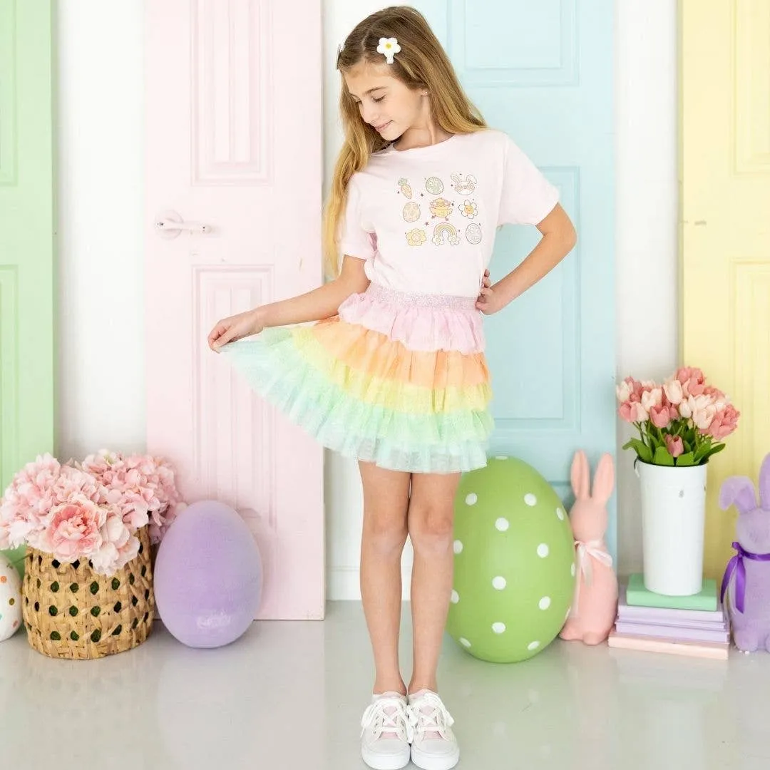 Pastel Petal Girls Tutu Skirt