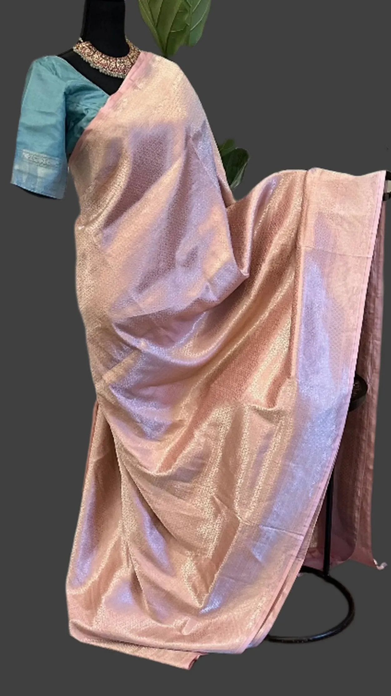 Pastel pink Benerasi silk saree with stitched  blouse online shopping usa
