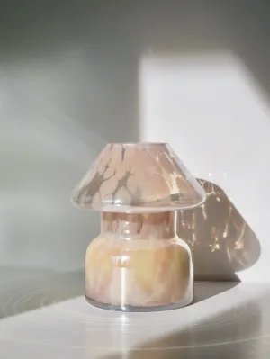 Pastel Pink Mushroom Candle Lamp - Tobacco Vanilla