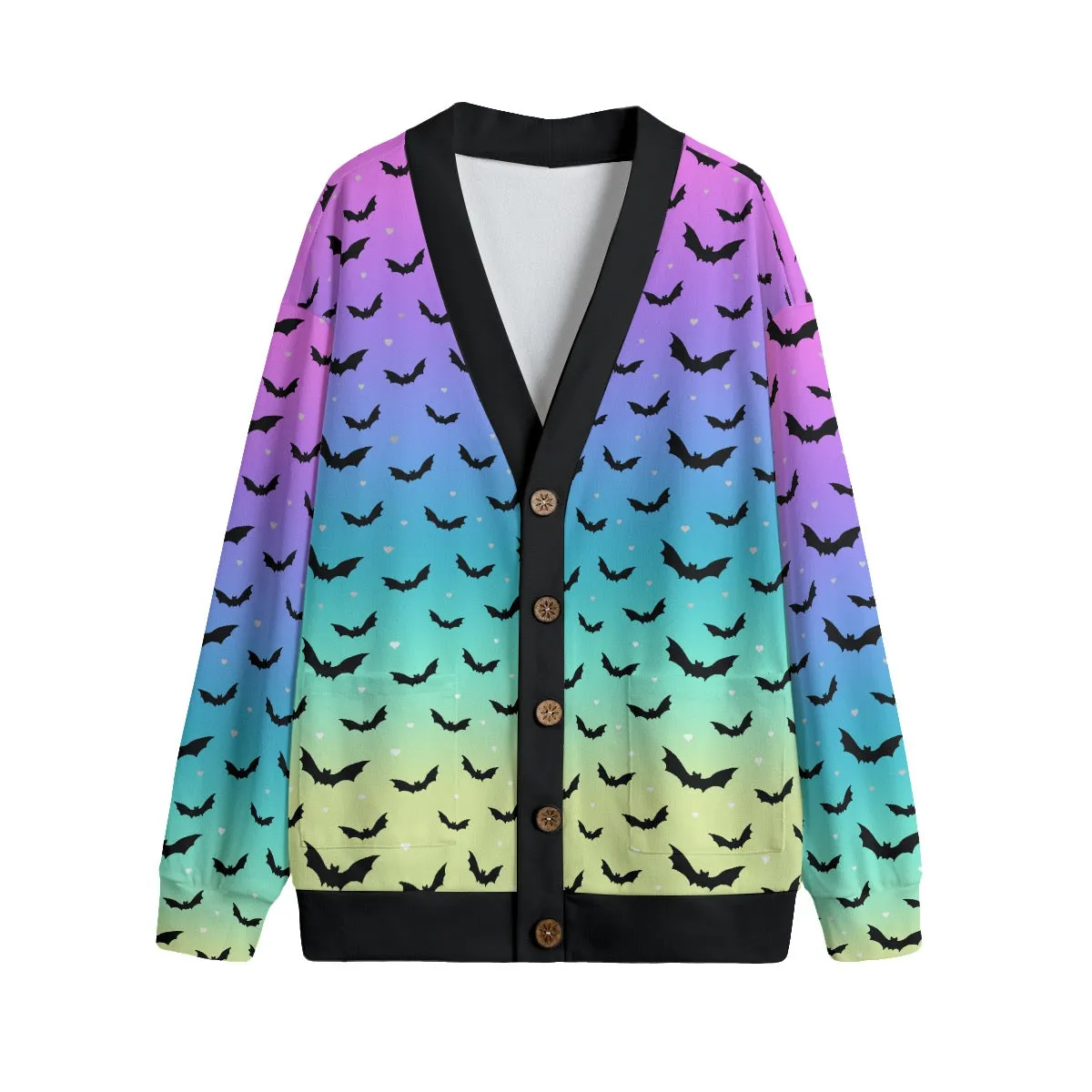 Pastel Rainbow Ombre Bats Cardigan