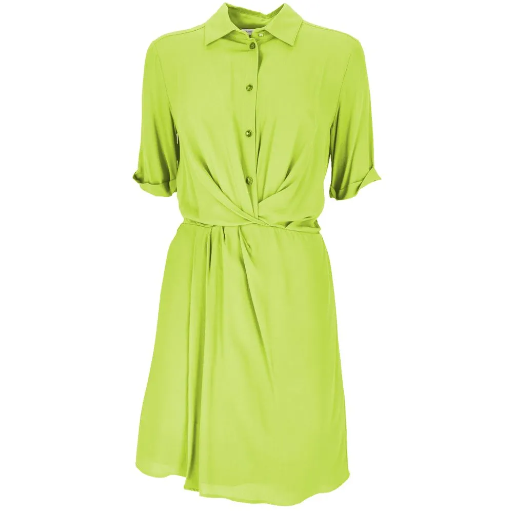 Patrizia Pepe Elegant Green Flared Short Sleeve Shirtdress