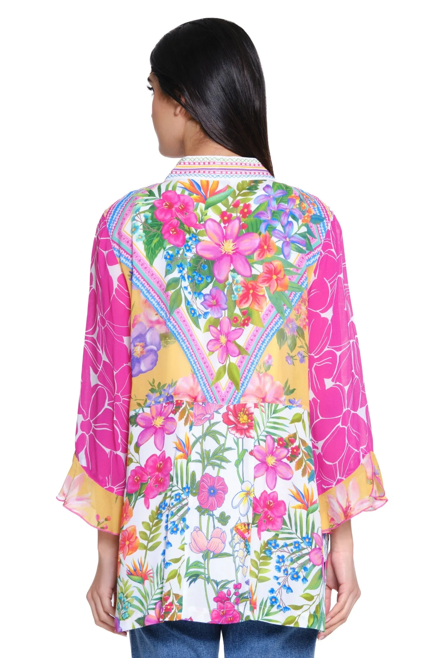 Pink Floral Open Front Kimono