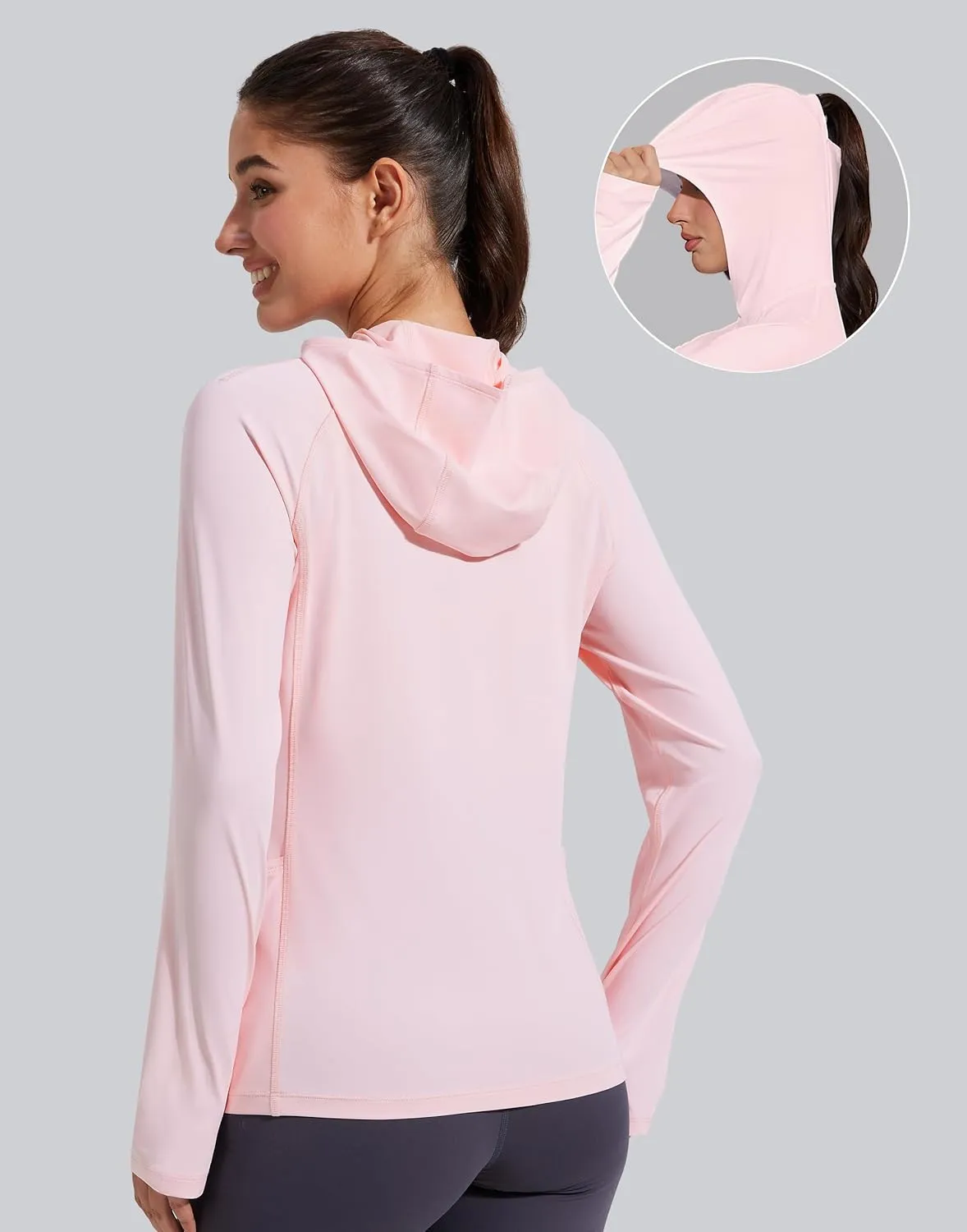 Pioneer Camp Womens UPF 50  Sun Protection Hoodie Shirt with Pockets Long Sleeve Fishing Hiking Outdoor UV Shirts Lightweight
