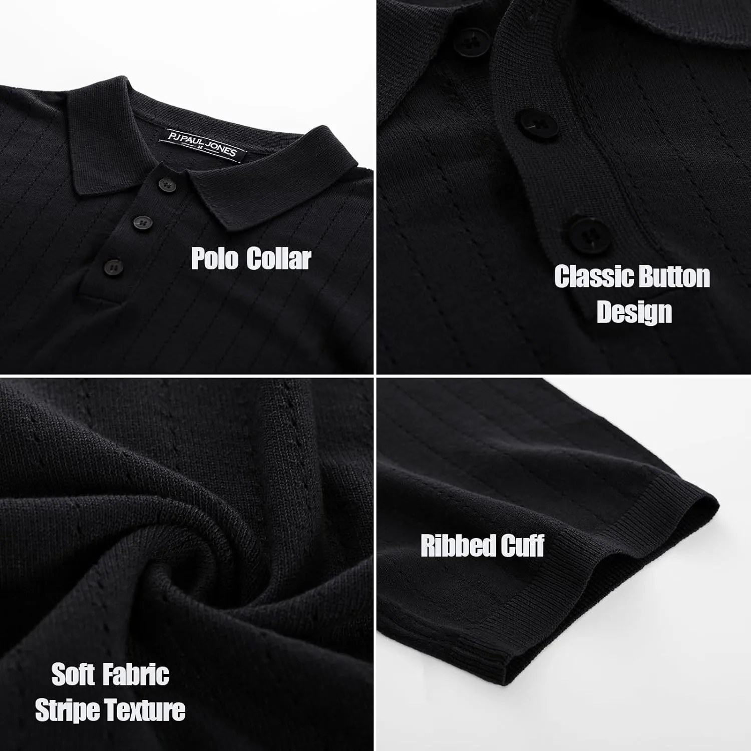 PJ PAUL JONES Men's Polo Shirts Short Sleeve Hollow Out Knit Polo Shirts Summer Lightweight Polo Sweater