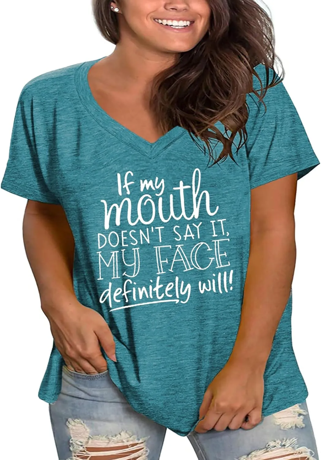Plus Size Sarcastic Funny Shirts Women V Neck T Shirts Short Sleeve Tshirts Summer Tops