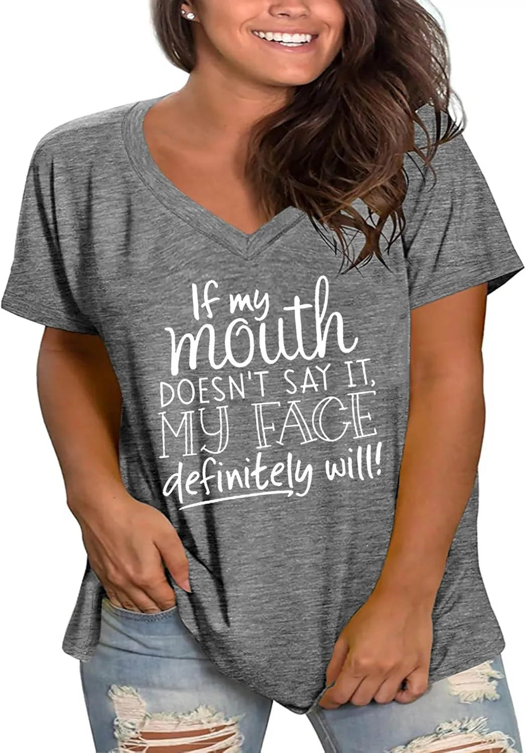 Plus Size Sarcastic Funny Shirts Women V Neck T Shirts Short Sleeve Tshirts Summer Tops