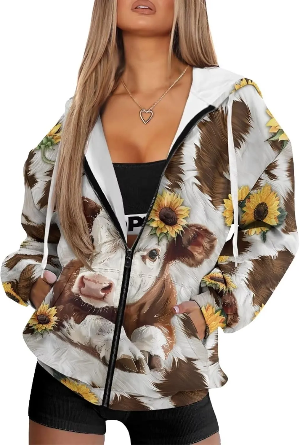 Poceacles Womens Full Zip Hoodies Tops Jacket Coat Hooded Sweatshirts Oversized Long Sleeve Outwear Hooded Tops Fall Clothes