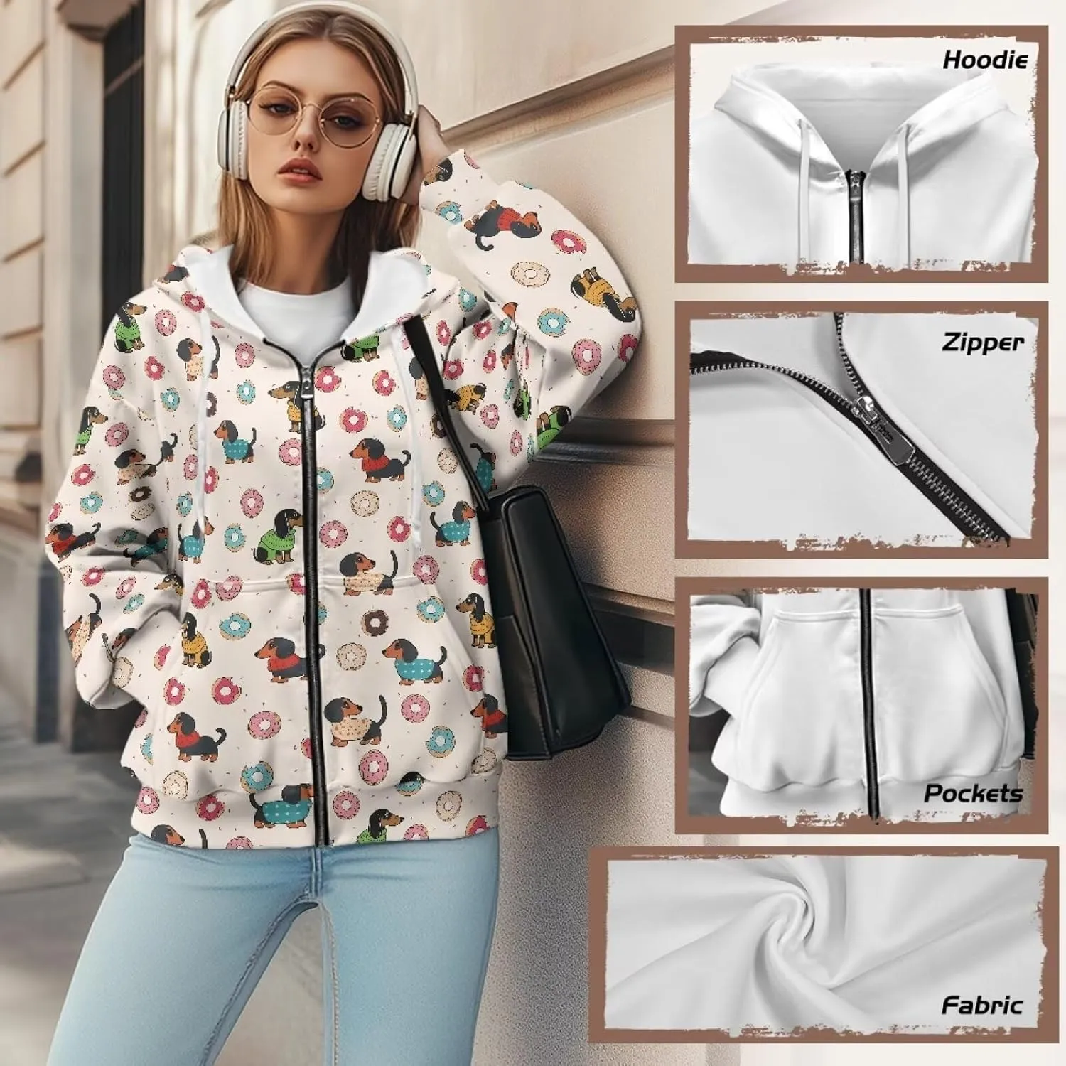 Poceacles Womens Full Zip Hoodies Tops Jacket Coat Hooded Sweatshirts Oversized Long Sleeve Outwear Hooded Tops Fall Clothes