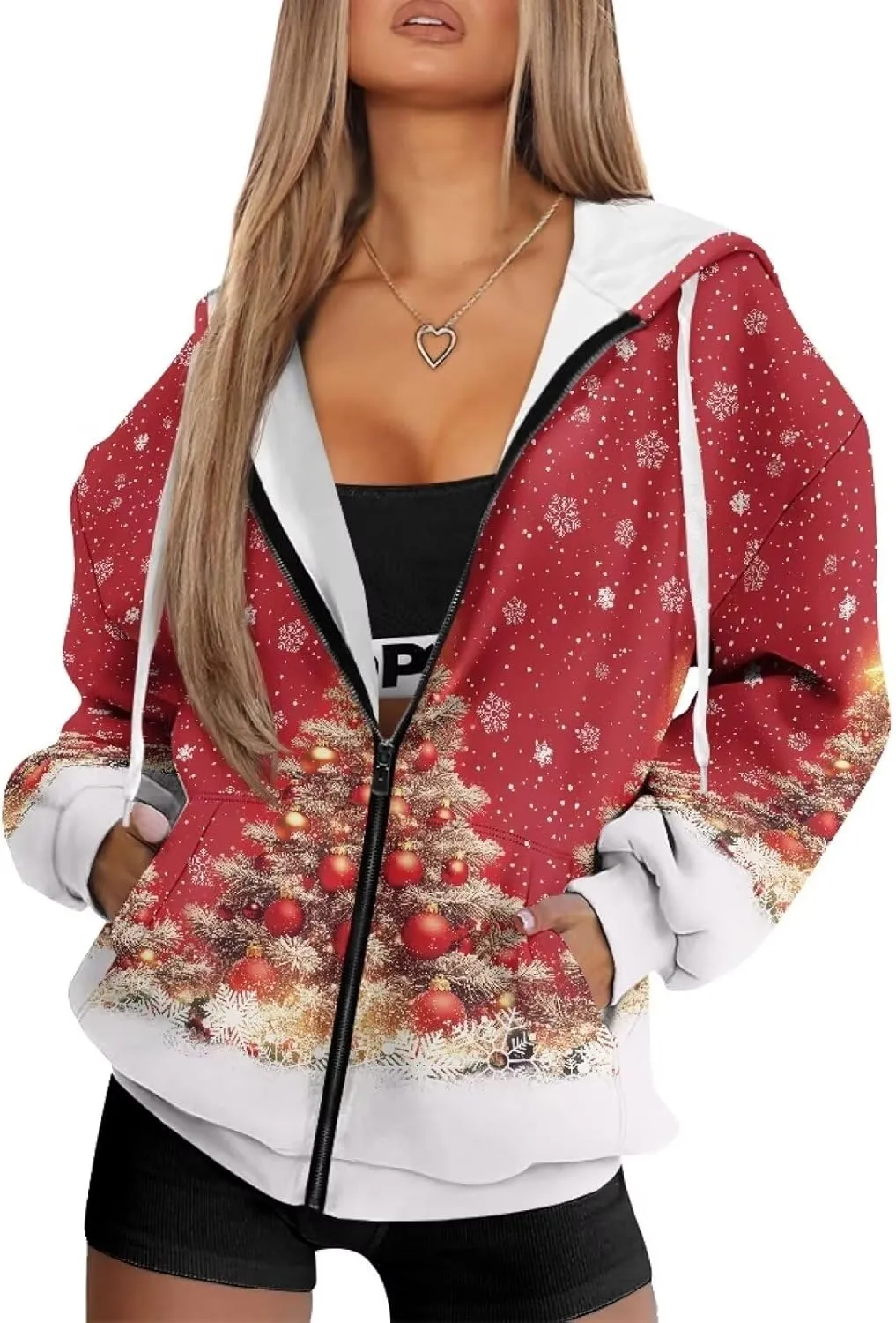 Poceacles Womens Full Zip Hoodies Tops Jacket Coat Hooded Sweatshirts Oversized Long Sleeve Outwear Hooded Tops Fall Clothes