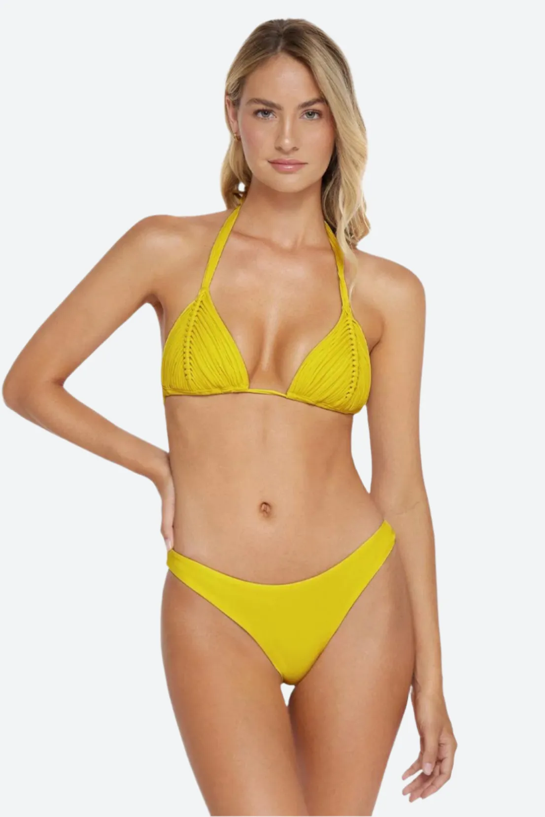PQ Swim Basic Ruched Teeny Bottoms in Lemon Drop
