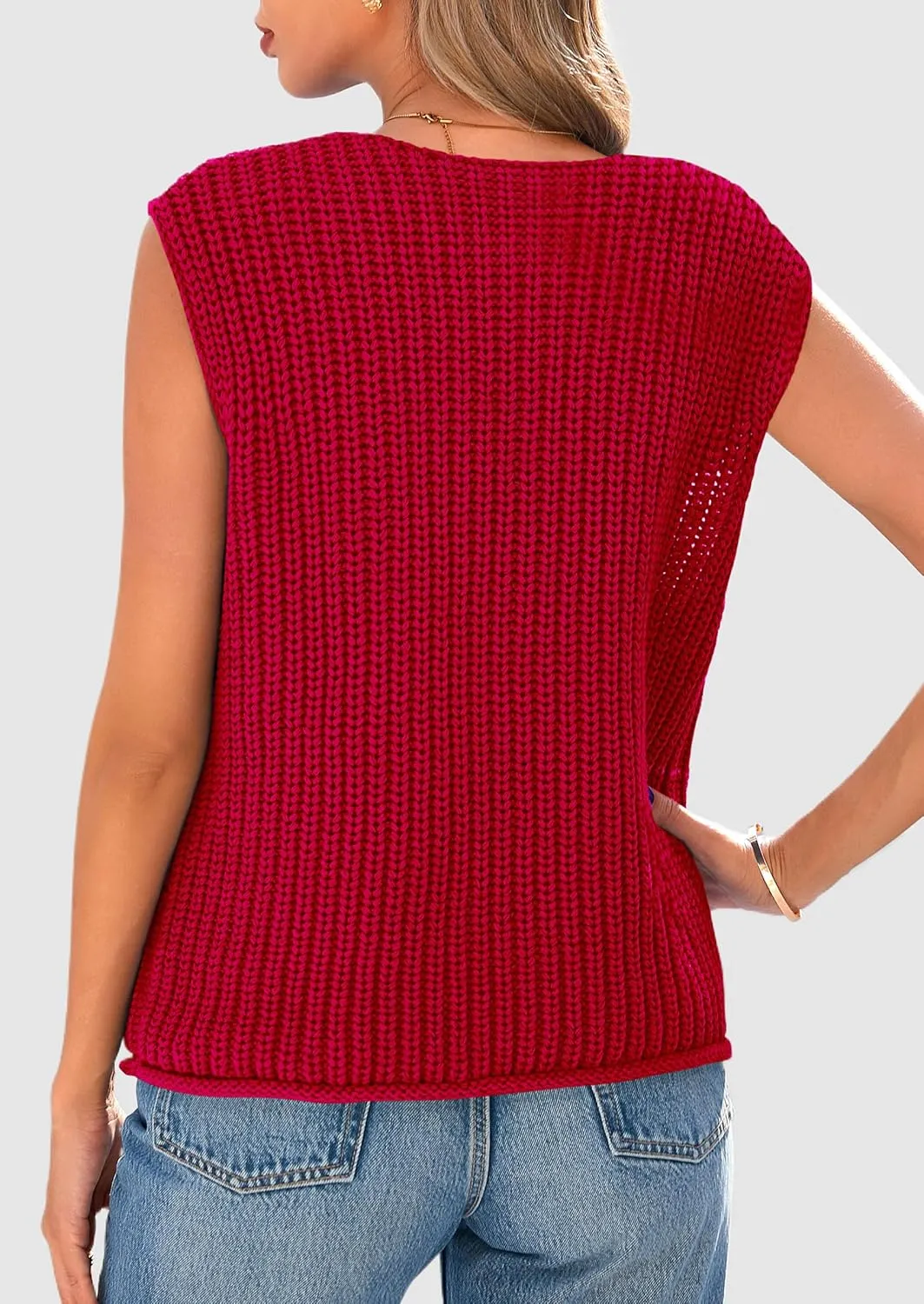PRETTYGARDEN Women's Summer Sweaters Vest 2025 Sleeveless Button Down Cropped Pockets Chunky Knit Cardigan Trendy Tank Tops