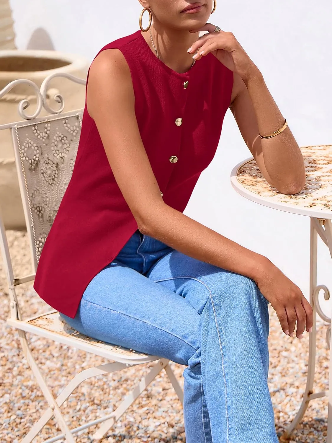 PRETTYGARDEN Women's Sweater Vest Button Down Summer Tank Tops 2025 Sleeveless Knit Vests Fashion Business Casual Outfits