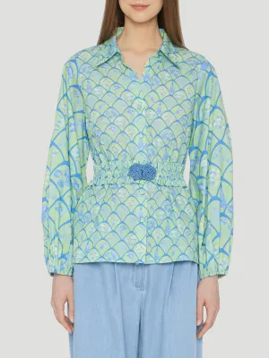 Printed Blouson Shirt with Belt