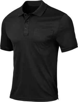QPNGRP Men's Polo Shirts Short Sleeve with Pocket Quick Dry Performance Golf Shirts Casual Tactical Pique Collared T Shirt