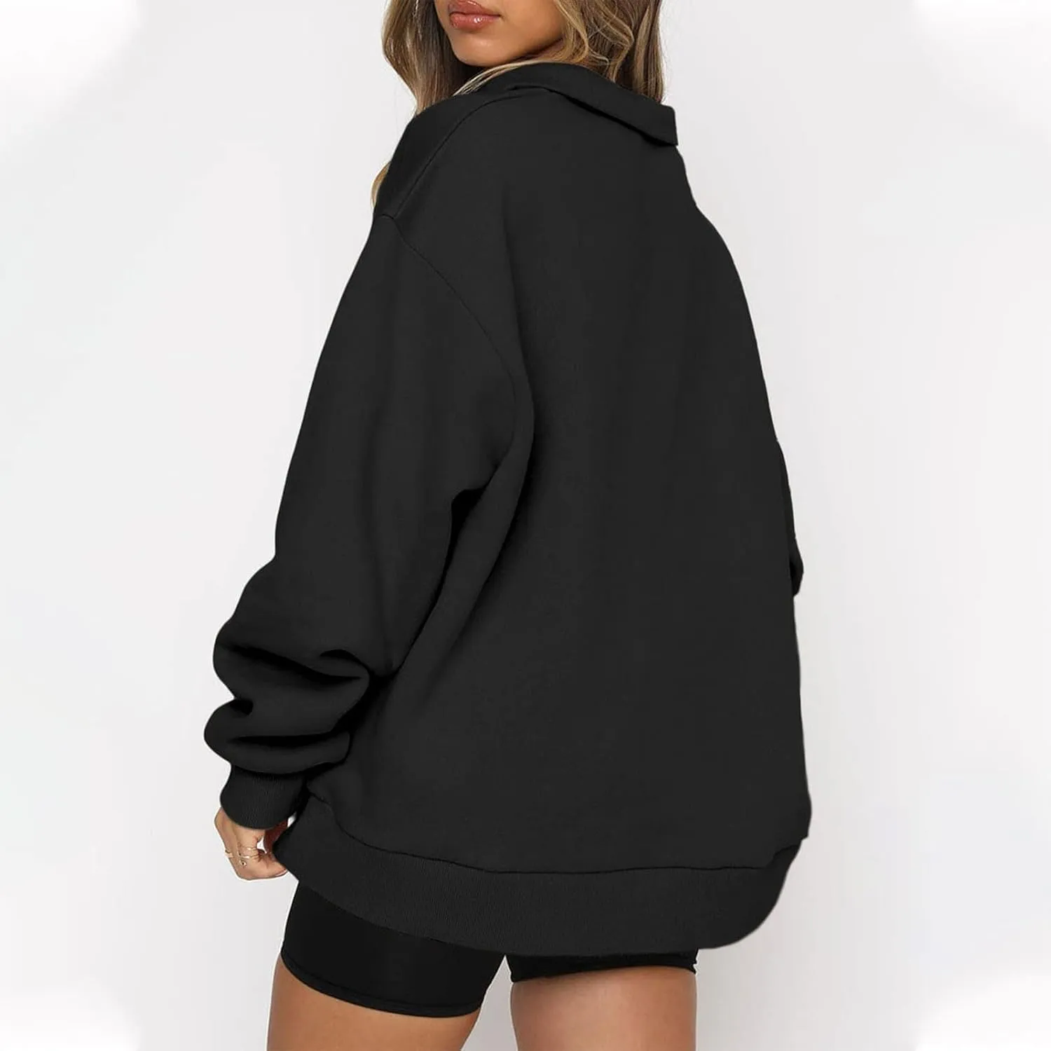 Quarter Zip Pullover for Women Fall Long Sleeve Sweaters Drop Shoulder Y2k Half Zip Blouses Casual Sweatshirt