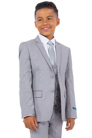 "Boys' Wedding Suit by Perry Ellis: Classy Light Grey Vested Look"