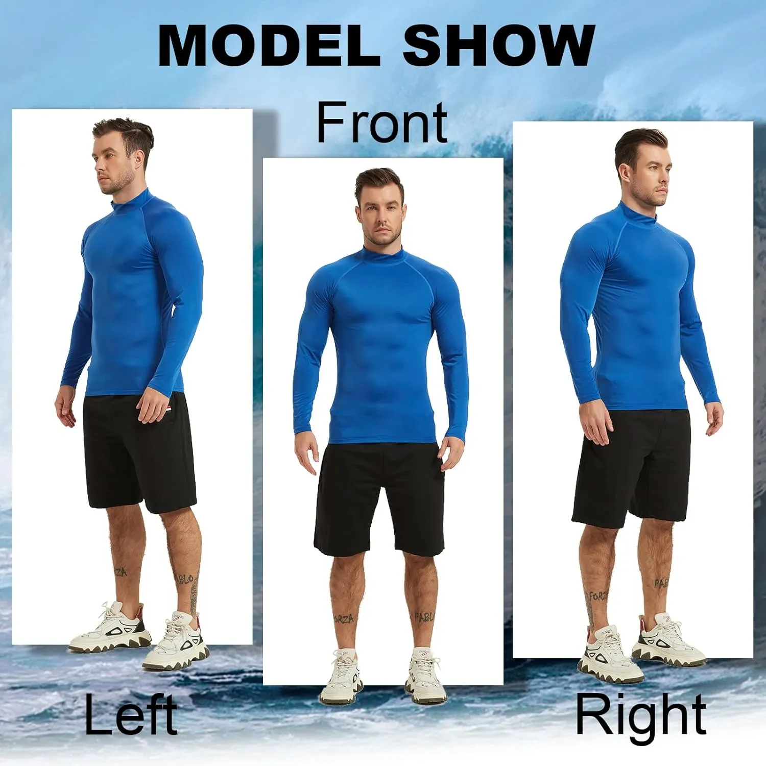 Rash Guard Shirts for Men UV Sun Protection UPF 50 Fitted Rashguard Swim Shirts Quick Dry Swimming Fishing Running