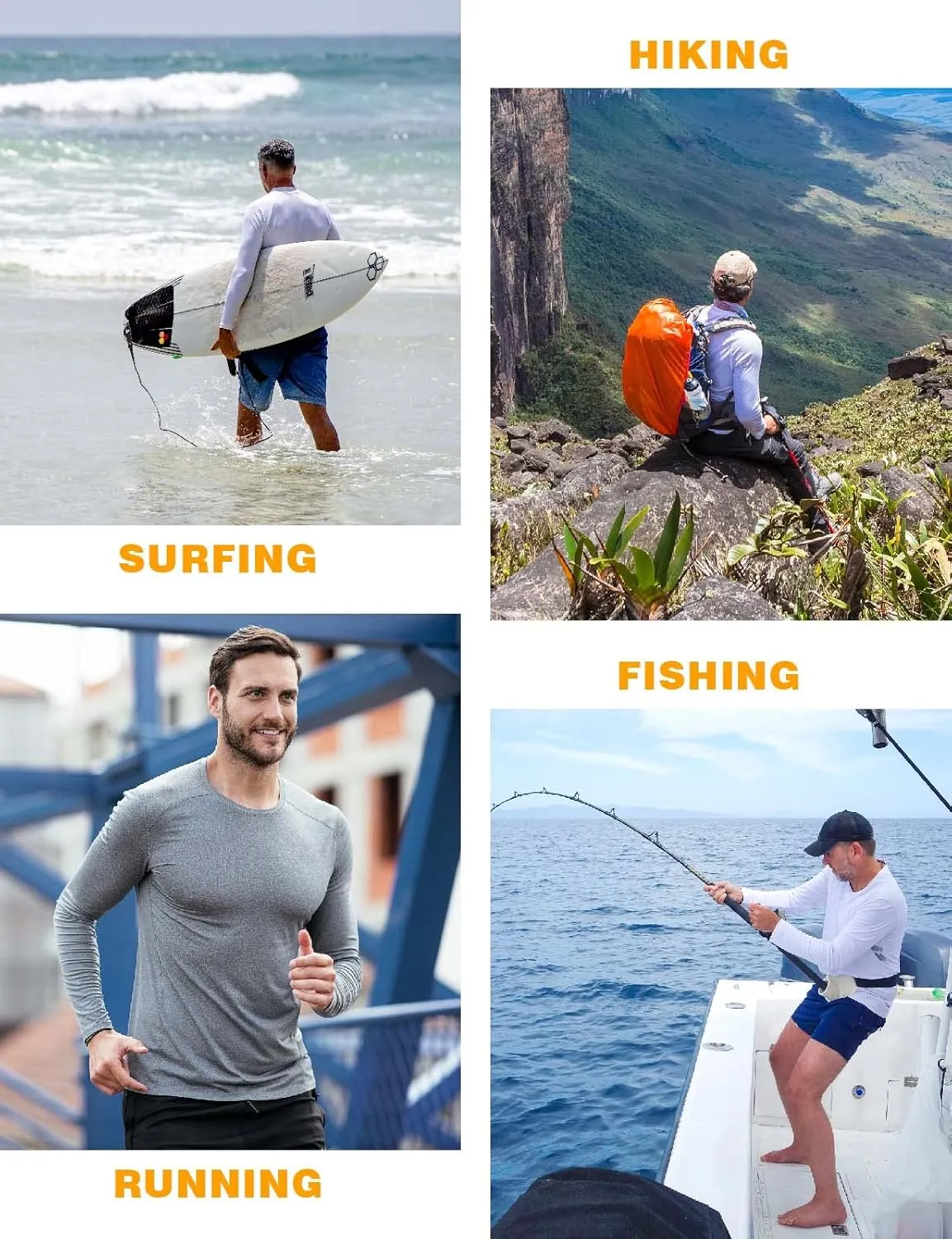 Rdruko Men's Hiking Shirts Long Sleeve UPF 50  Sun Protection Quick Dry Outdoor Travel Fishing Athletic Shirts