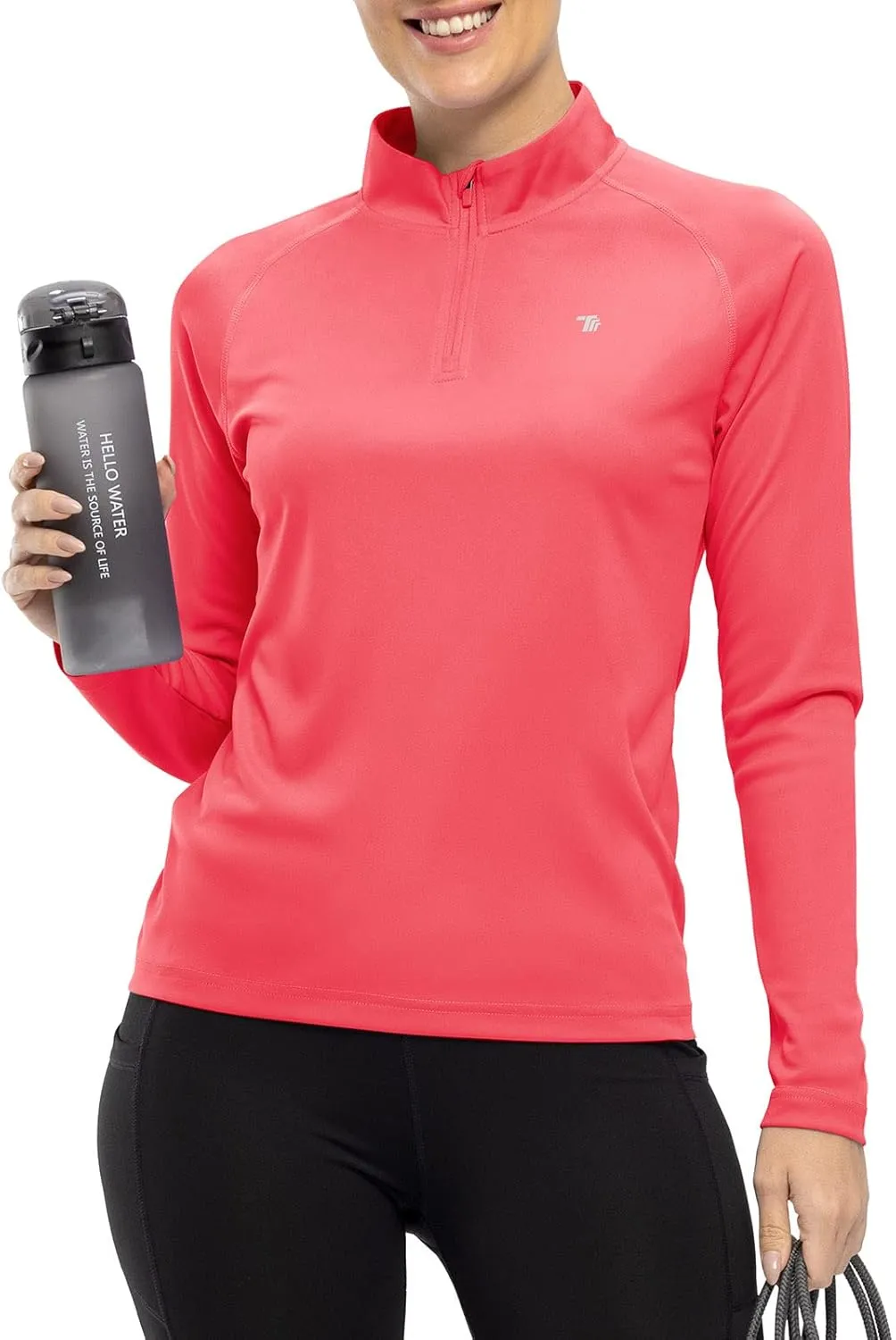 Rdruko Women's Hiking Shirts Quick Dry Long Sleeve UPF 50  Sun Protection Quarter Zip Outdoor Athletic Shirts