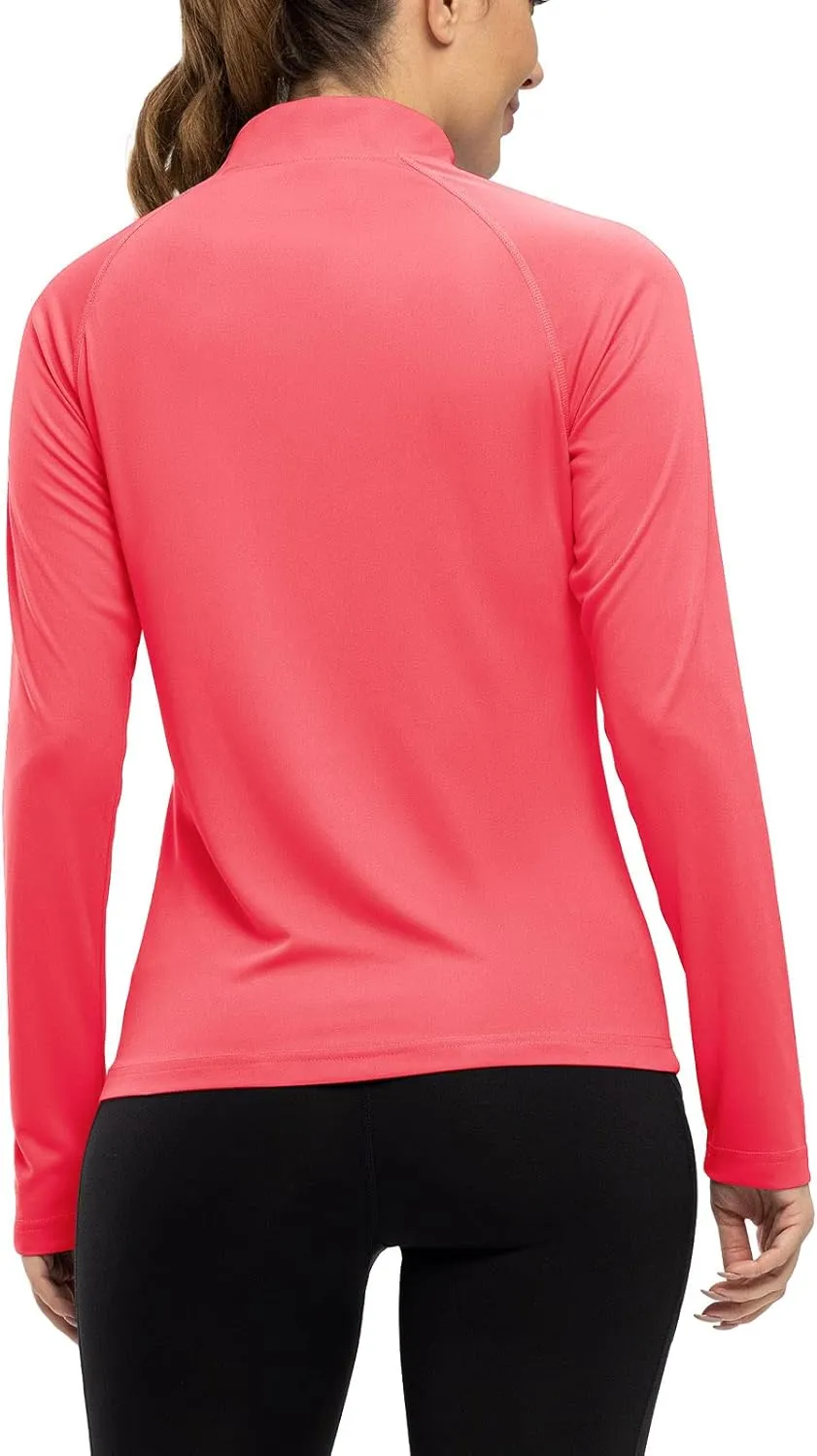 Rdruko Women's Hiking Shirts Quick Dry Long Sleeve UPF 50  Sun Protection Quarter Zip Outdoor Athletic Shirts