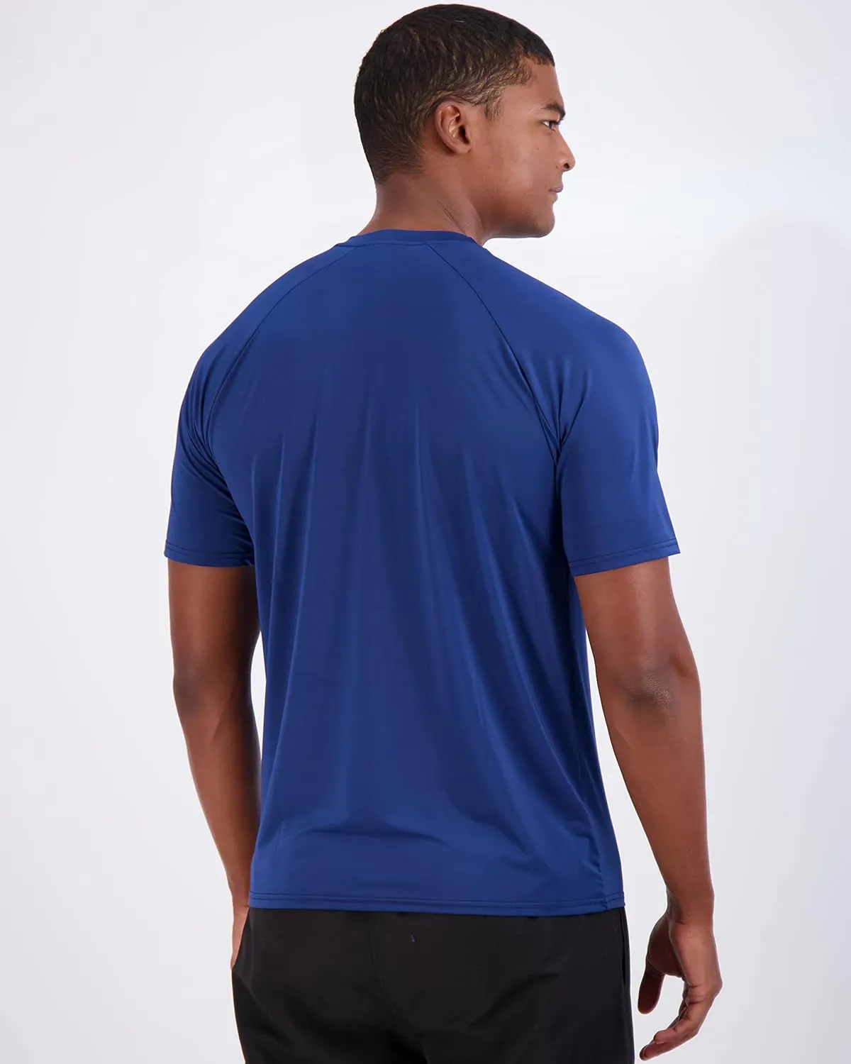 Real Essentials 4 Pack: Mens Short Sleeve Rash Guard Shirt Quick Dry UPF 50  Sun Protection Swim (Available in Big & Tall)