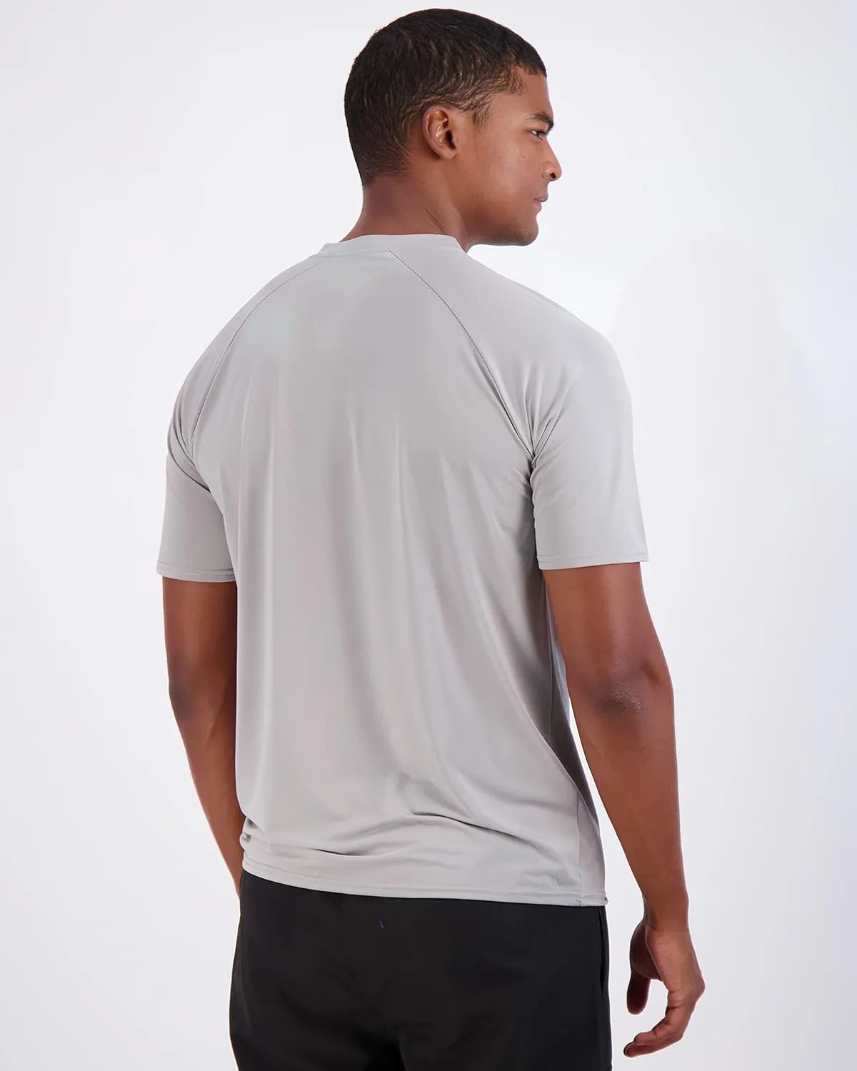 Real Essentials 4 Pack: Mens Short Sleeve Rash Guard Shirt Quick Dry UPF 50  Sun Protection Swim (Available in Big & Tall)