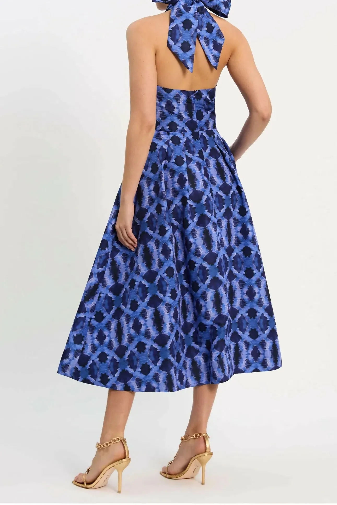 Rebecca Vallance Shiloh Halter Midi Dress Blue Size 10