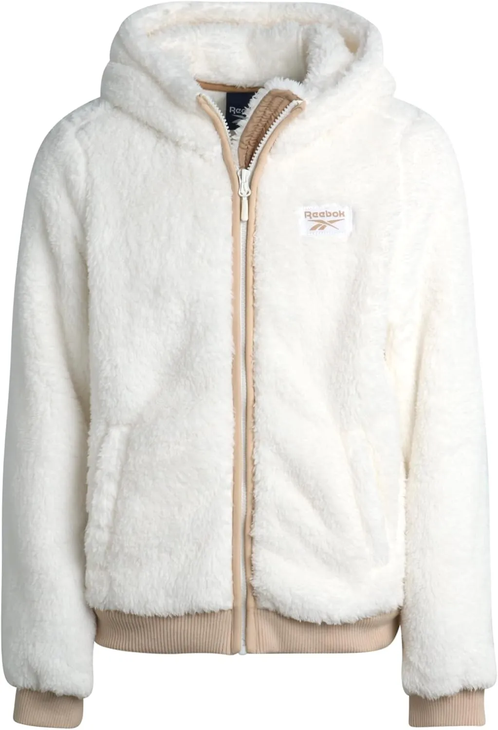 Reebok Girls Fleece Jacket  Full Zip Faux Fur Teddy Coat  Sherpa Fleece Hooded Sweatshirt Jacket for Girls (7-16)