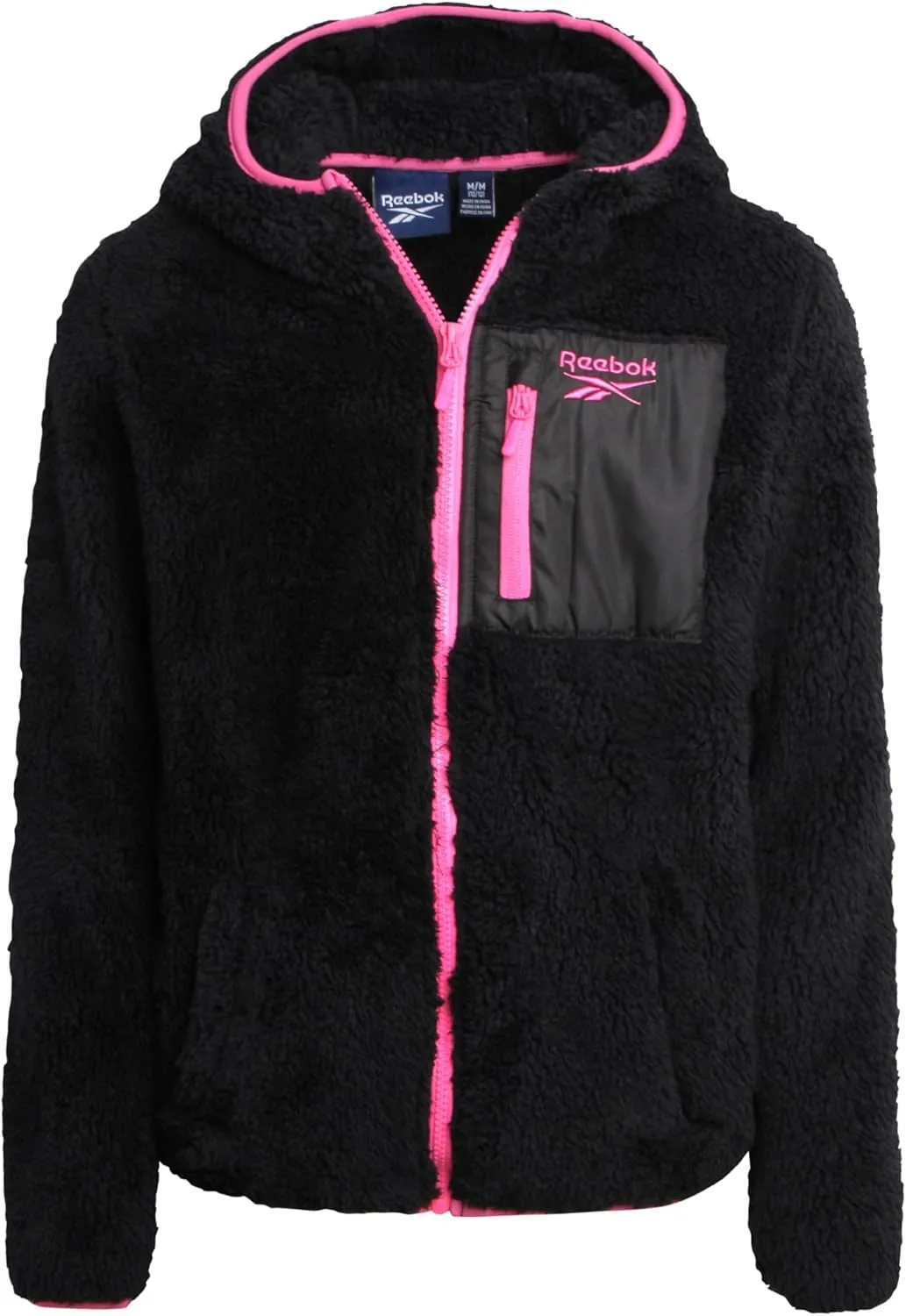 Reebok Girls Fleece Jacket  Full Zip Sherpa Fleece Hooded Sweatshirt Jacket  Faux Fur Teddy Coat for Girls (7-16)