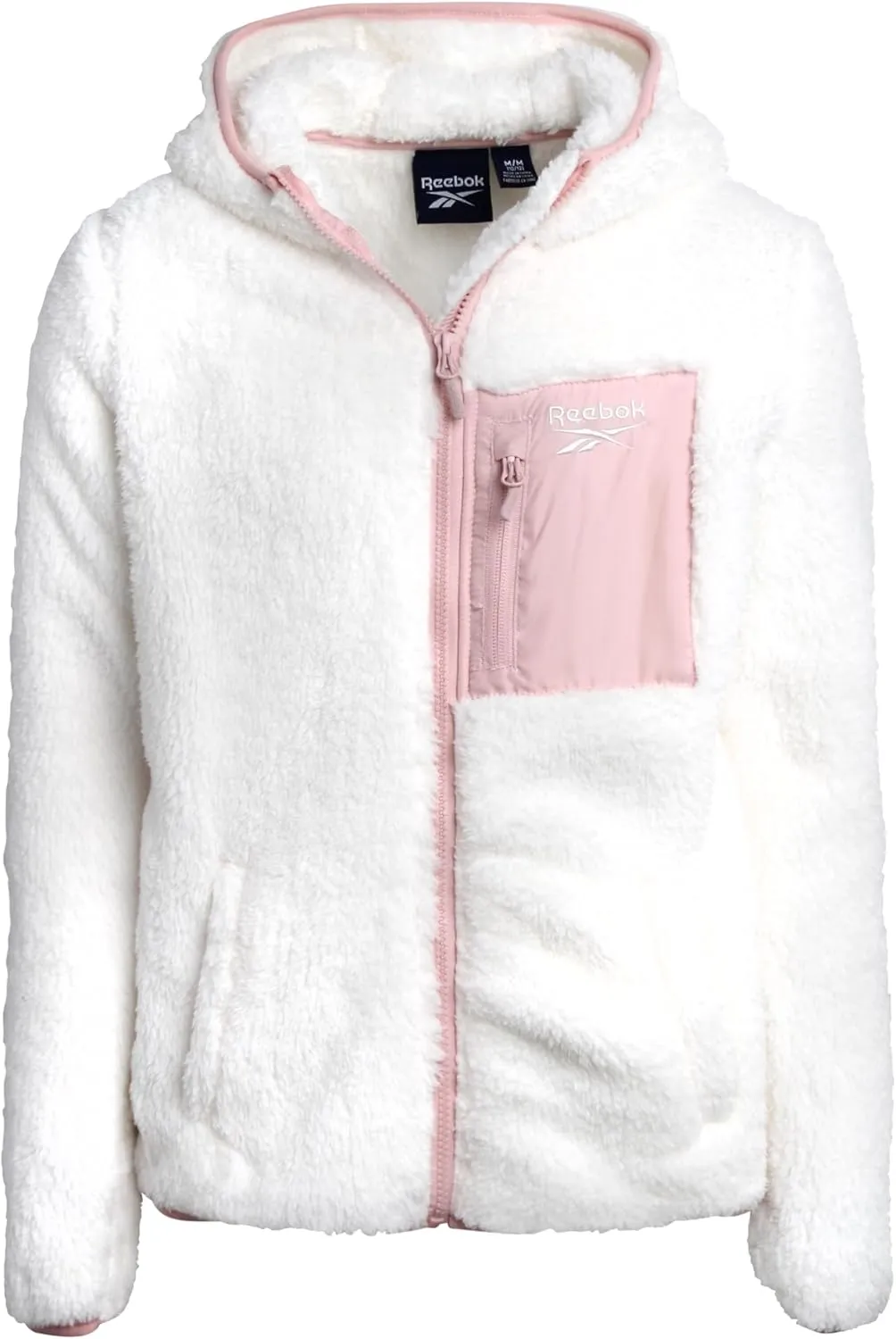 Reebok Girls Fleece Jacket  Full Zip Sherpa Fleece Hooded Sweatshirt Jacket  Faux Fur Teddy Coat for Girls (7-16)