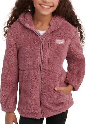 Reebok Girls Fleece Jacket  Full Zip Sherpa Fleece Hooded Sweatshirt Jacket  Faux Fur Teddy Coat for Girls (7-16)
