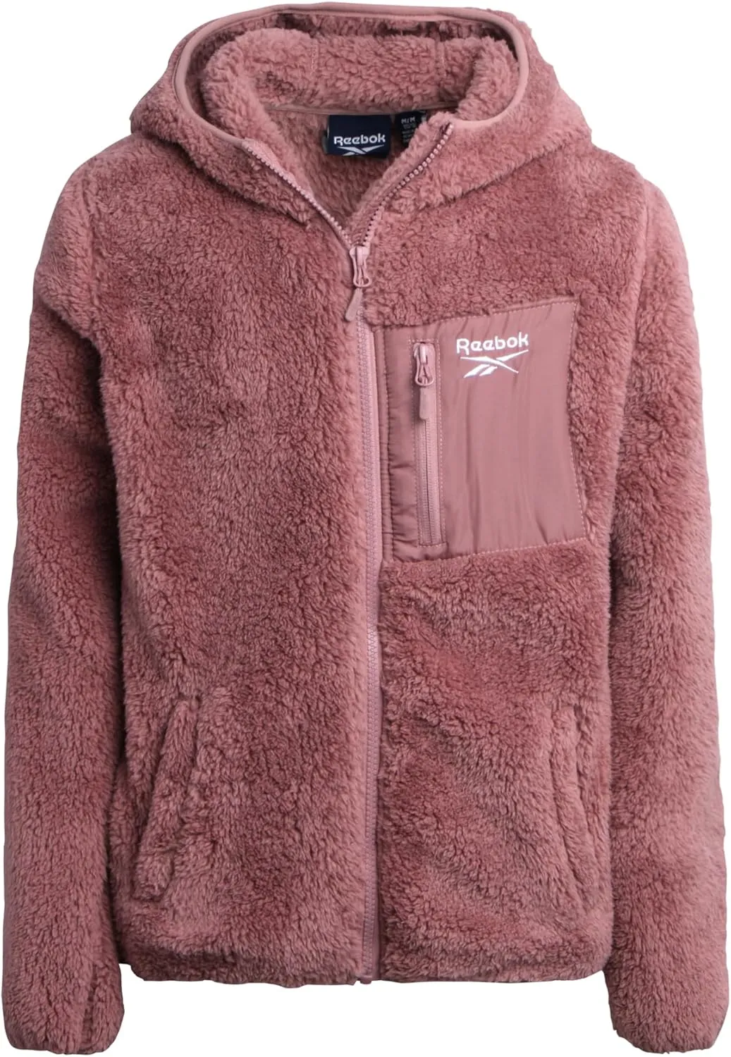 Reebok Girls Fleece Jacket  Full Zip Sherpa Fleece Hooded Sweatshirt Jacket  Faux Fur Teddy Coat for Girls (7-16)
