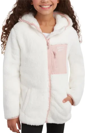 Reebok Girls Fleece Jacket  Full Zip Sherpa Fleece Hooded Sweatshirt Jacket  Faux Fur Teddy Coat for Girls (7-16)