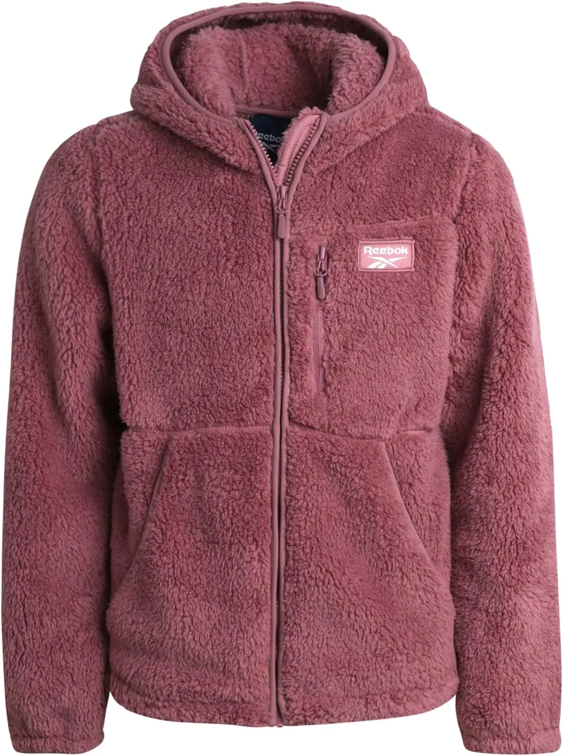 Reebok Girls Fleece Jacket  Full Zip Sherpa Fleece Hooded Sweatshirt Jacket  Faux Fur Teddy Coat for Girls (7-16)